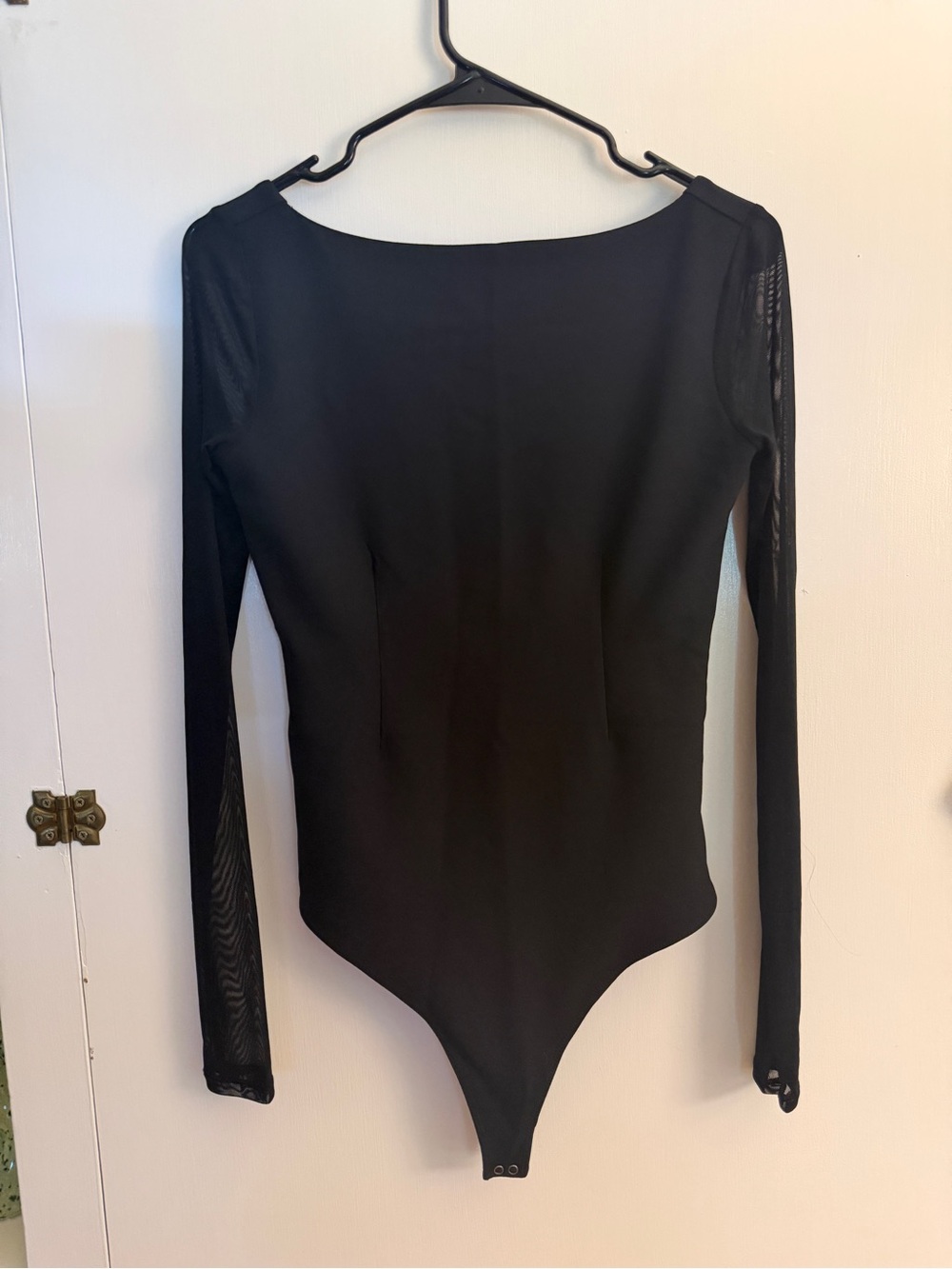Abercrombie & Fitch Black Long Sleeve Bodysuit with Mesh Sleeves size medium